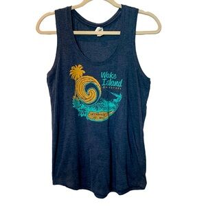WAKE ISLAND Waterpark Summer Souvenir Tank Top Blue Large